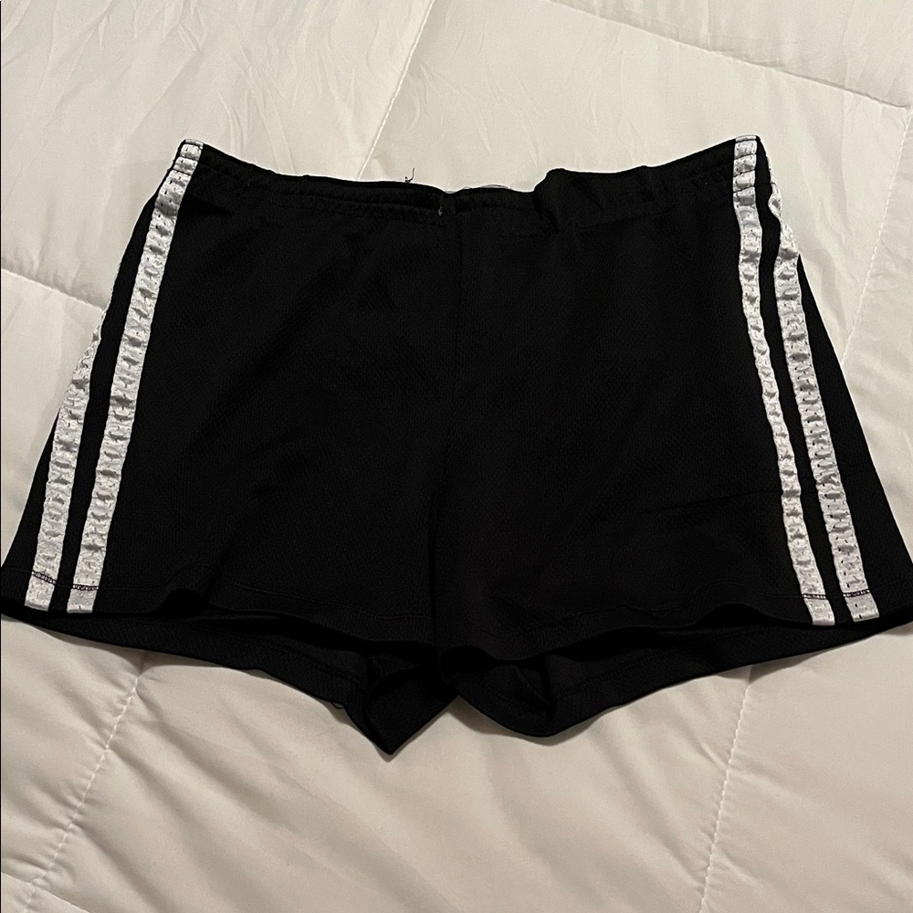 Faded Glory Black Athletic Shorts with White Stripes